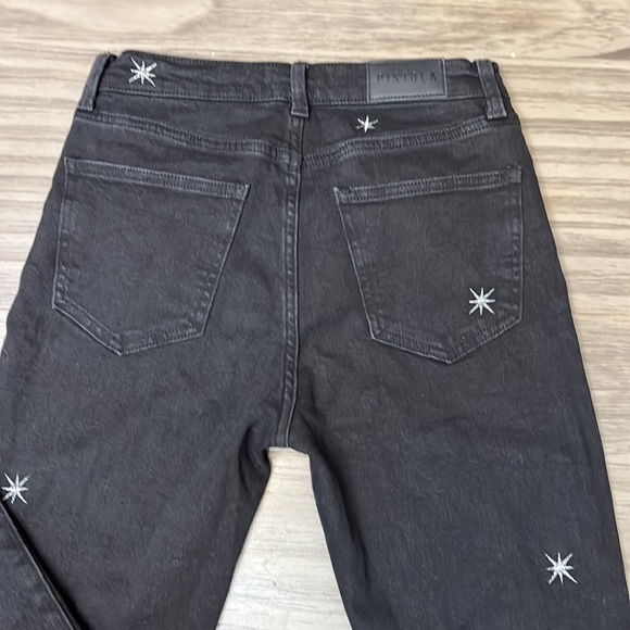 PISTOLA HIGH RISE BUTTON FLY BLACK JEANS WITH EMBROIDERED STARS 26 - Picture 9 of 16